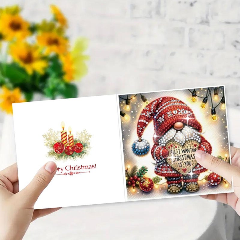 6PCS DIY Diamond Art Christmas Greeting Cards Kit, Snowman Deer Santa Claus Diamond Art Christmas Cards Making, Xmas Crafts with Envelopes for Adults Kids Gifts - Image 3